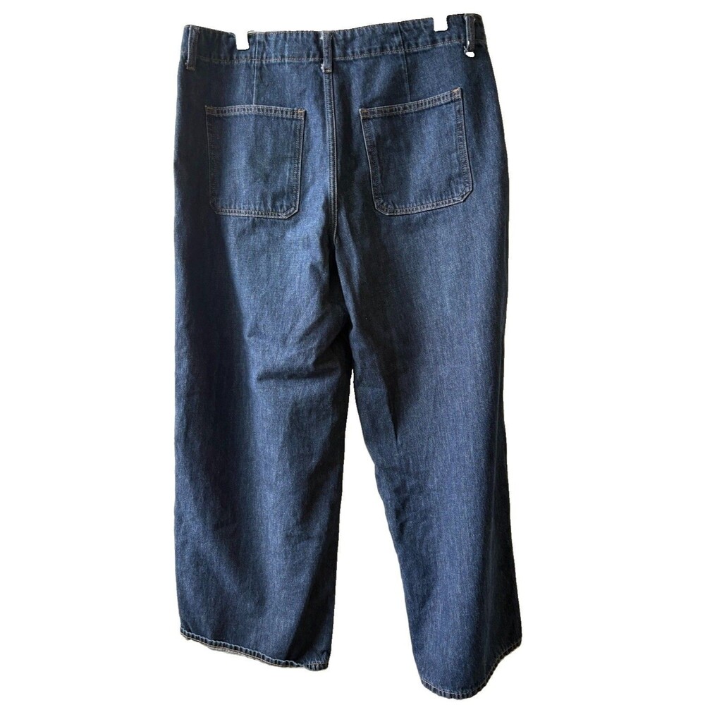 Old Navy Women’s Blue Denim Jeans High Rise Wide-Leg Solid Regular Sz 14 - Picture 3 of 3